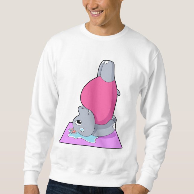 Hippo at Yoga Fitness Sweatshirt (Front)