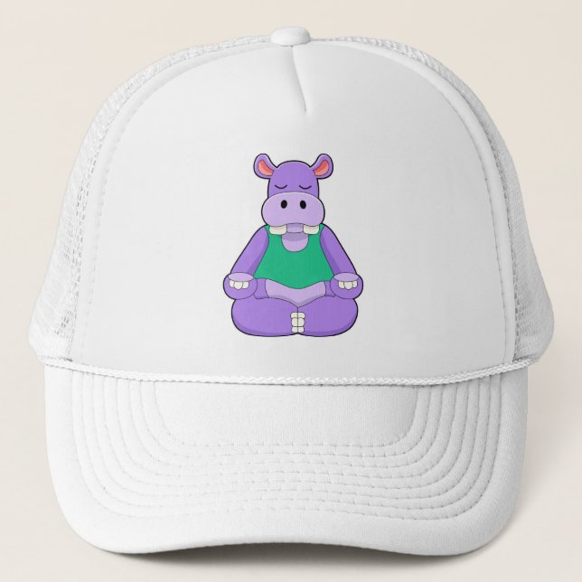 Hippo at Yoga in Sitting Trucker Hat (Front)