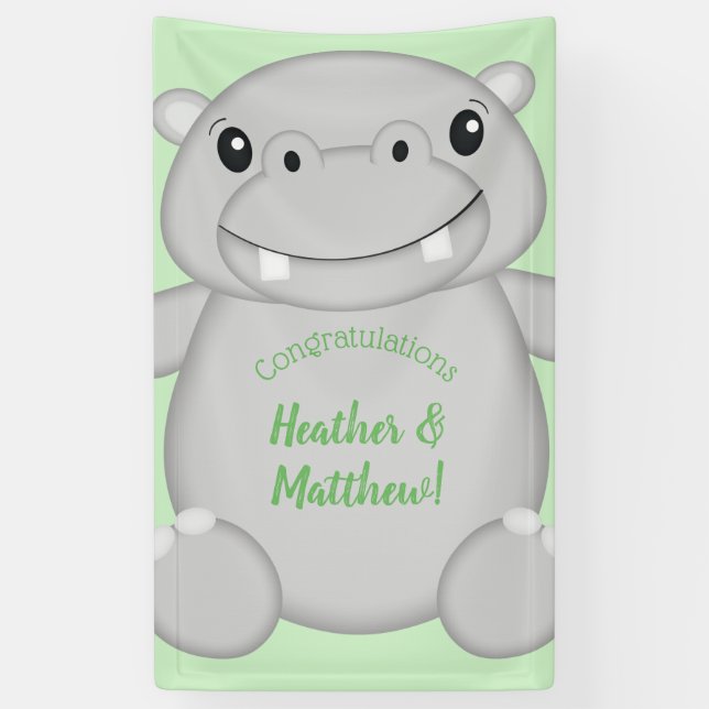 Hippo Baby Shower Banner (Vertical)
