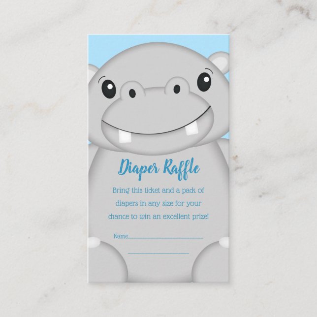 Hippo Baby Shower Blue Enclosure Card (Front)