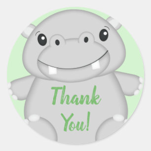Hippo Baby Shower Classic Round Sticker