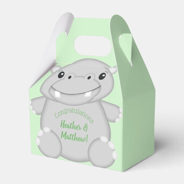 Hippo Baby Shower Favour Box (Front Side)