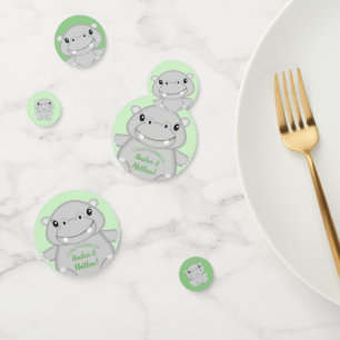 Hippo Baby Shower Green Confetti