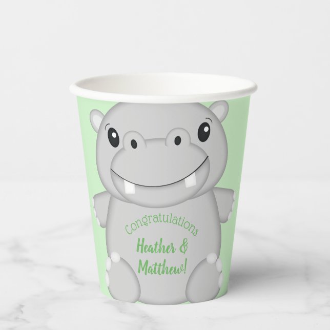 Hippo Baby Shower Paper Cups (Front)