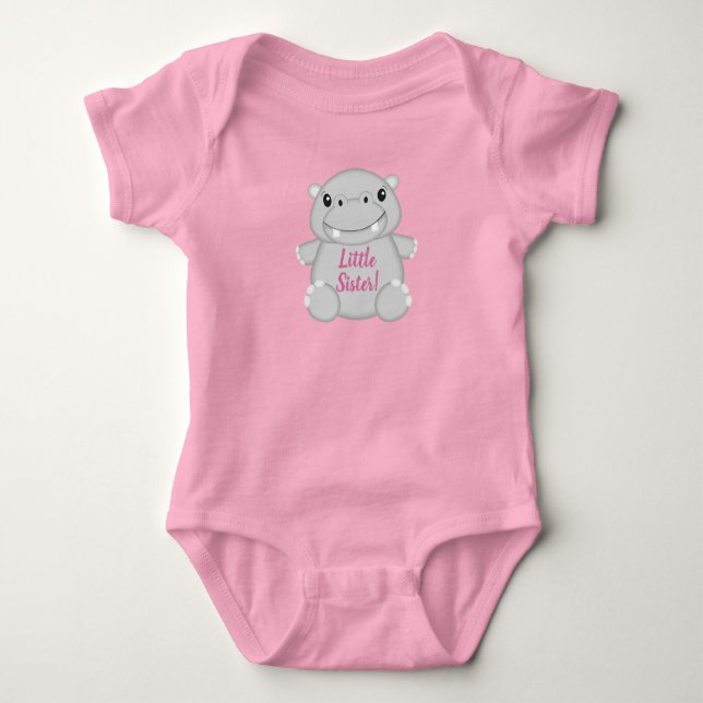 Hippo Baby Shower Pink Bodysuit (Front)