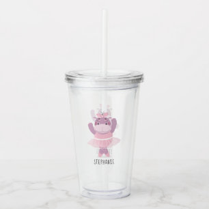 Hippo Ballerina Acrylic Tumbler
