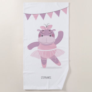 Hippo Ballerina Beach Towel