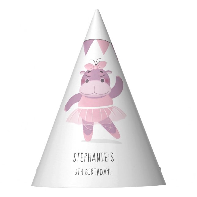 Hippo Ballerina Party Hat (Front)