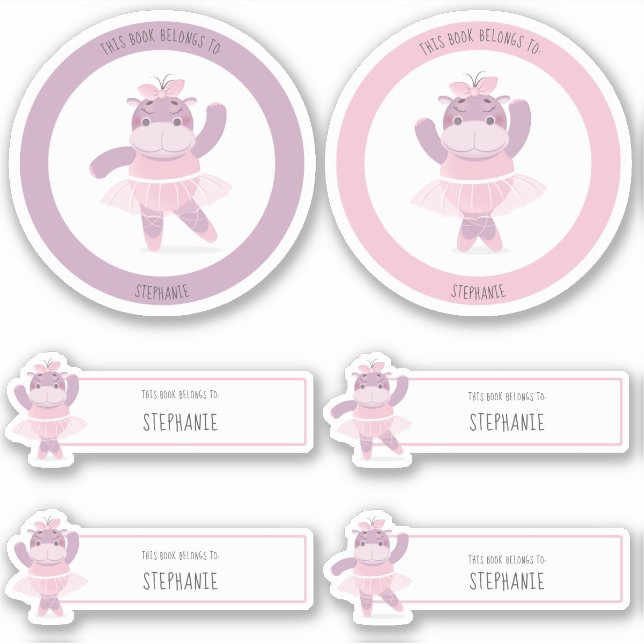 Hippo Ballerina This Book Belongs to Sticker (Front)