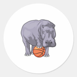 Hippo Basketball player Basketball Classic Round Sticker