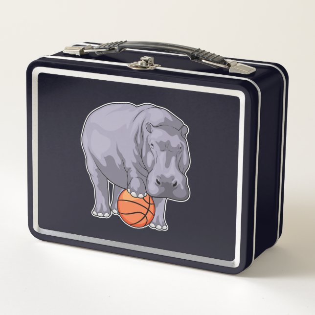 Hippo Basketball player Basketball Metal Lunch Box (Front)