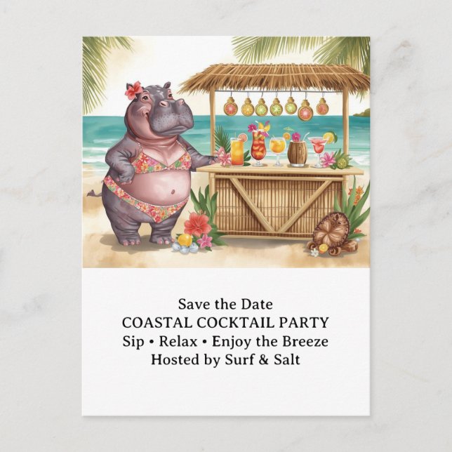 HIPPO BEACH Cocktail Party  Welcome message Postcard (Front)