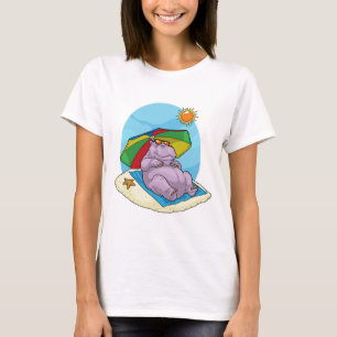 Hippo Beach Parasol Summer T-Shirt
