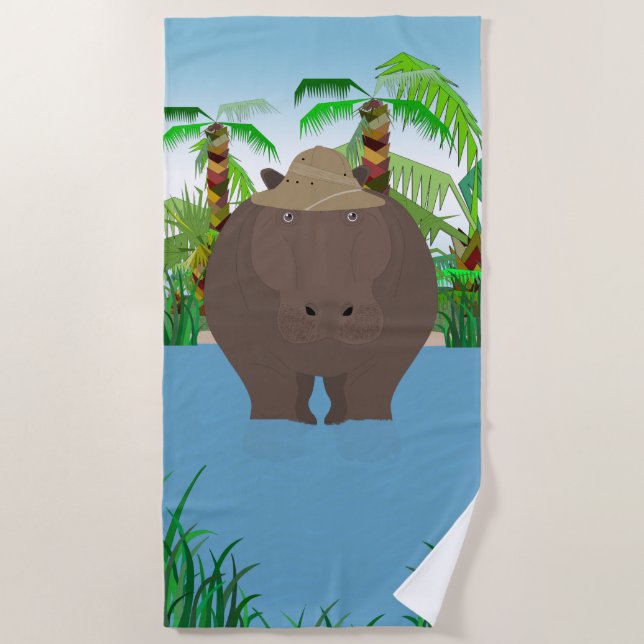 Hippo Beach Towel (Front)