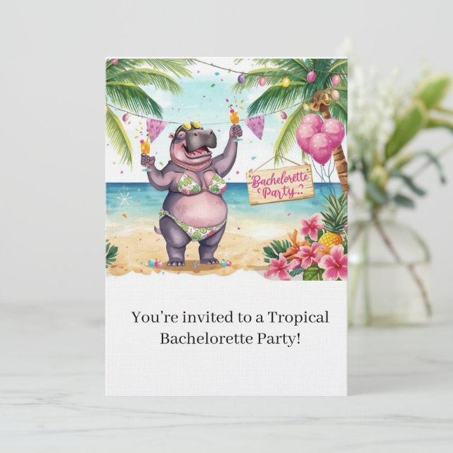 Hippo Bikini Bachelorette Party Invitation (Standing Front)