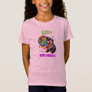 Hippo Birthday Cheerful, Colorful Candy Swirl T-Shirt