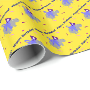 Hippo Birthday Gift Wrap Wrapping Paper