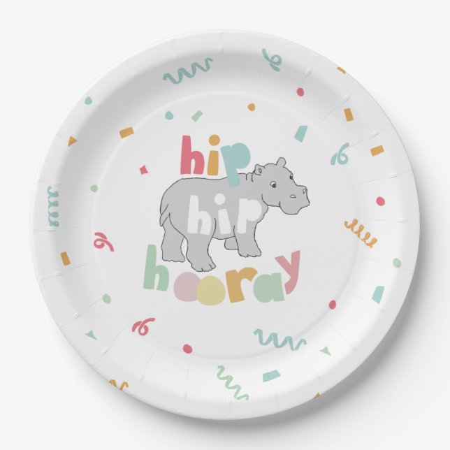 Hippo Birthday Party Hippo Hippopotamus Party Paper Plate (Front)