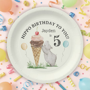 Hippo Birthday Party  Paper Plate