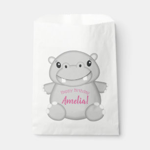 Hippo Birthday Party Pink Favour Bags