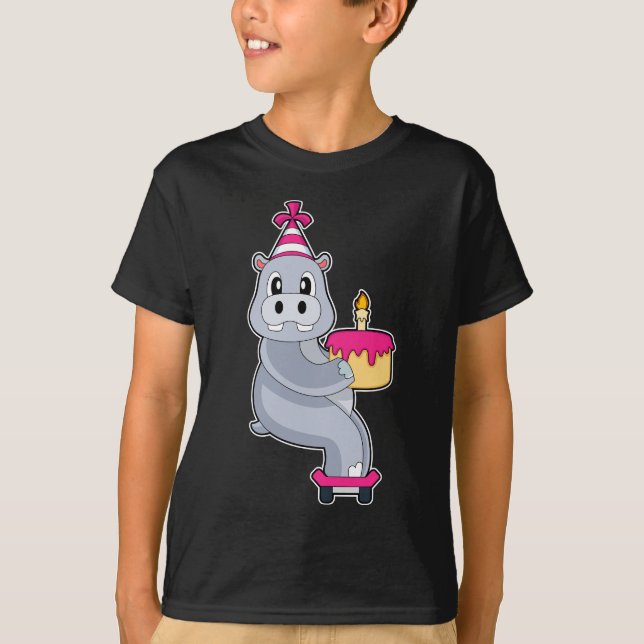 Hippo Birthday Skateboard T-Shirt (Front)