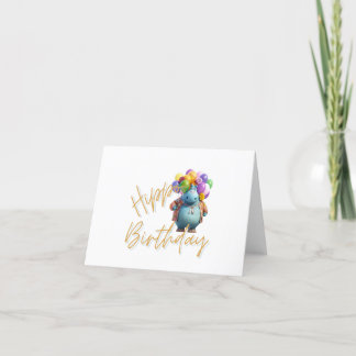 Hippo Birthday Thank You Card