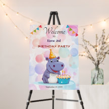 Hippo Birthday Welcome Foam Board