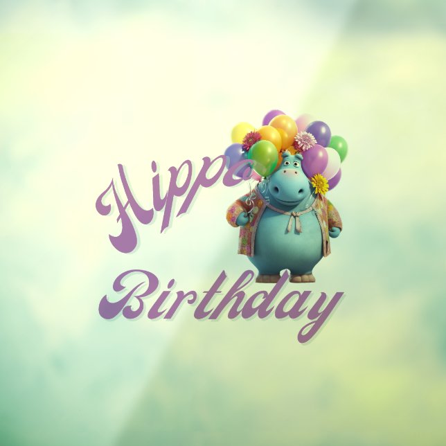 Hippo Birthday Window Cling (Sheet 3)