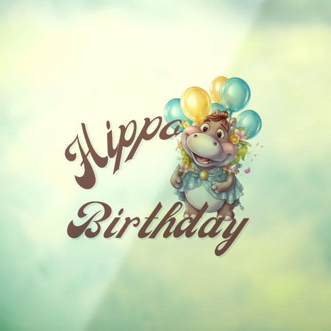 Hippo Birthday Window Cling (Sheet 3)
