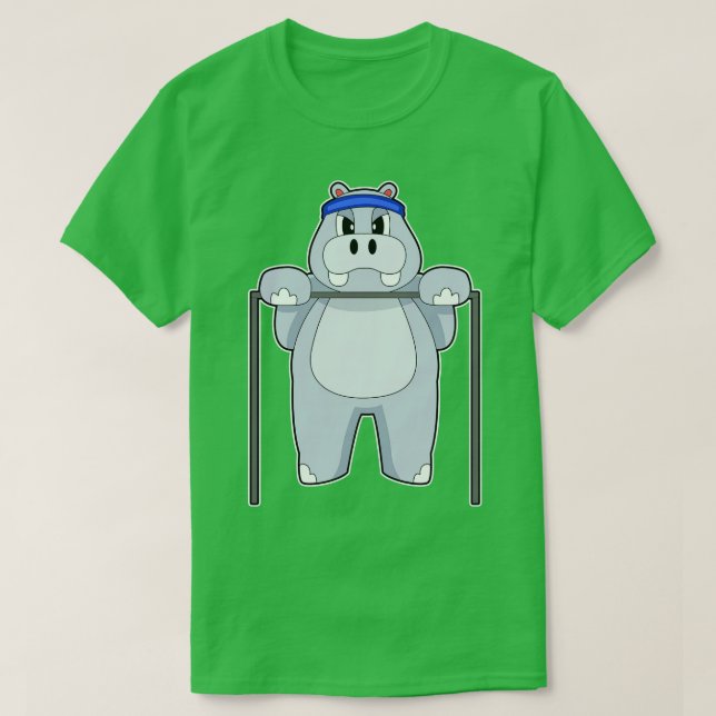 Hippo Bodybuilding Pull ups T-Shirt (Design Front)