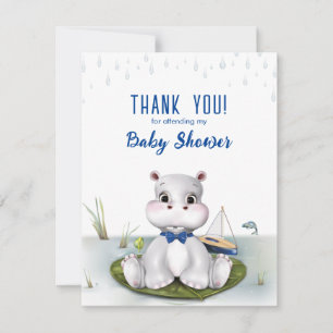 Hippo Boy Baby Shower Thank You Card