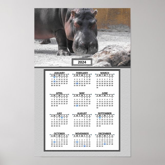 Hippo Calendar Poster (Front)