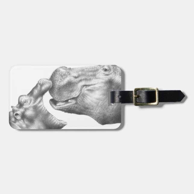 Hippo & Calf Luggage Tag (Front Horizontal)
