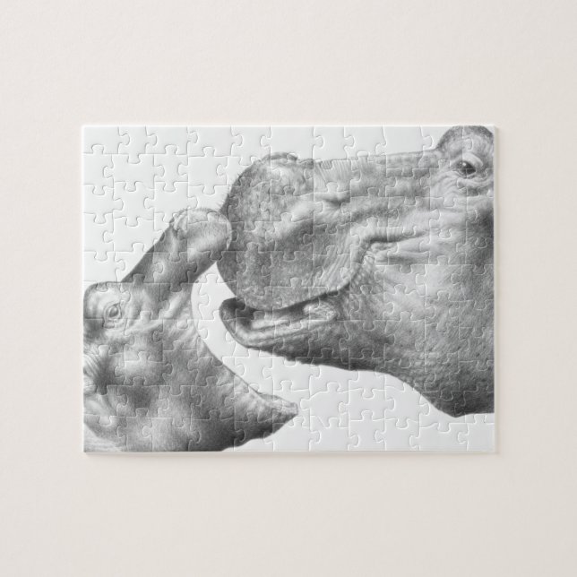 Hippo & Calf Puzzle (Horizontal)