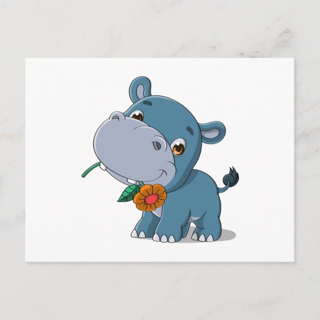 Hippo cartoon postcard (Front)