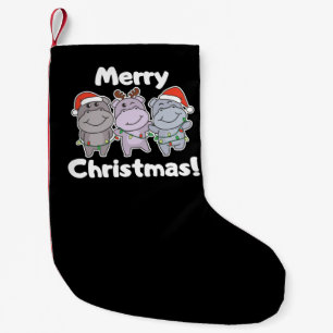 Hippo Christmas Animals Cute Hippos Merry Small Christmas Stocking