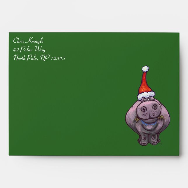 Hippo Christmas Card Envelope (Front)