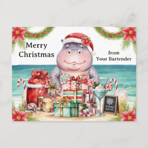 Hippo Christmas Cocktail Party Greeting Card