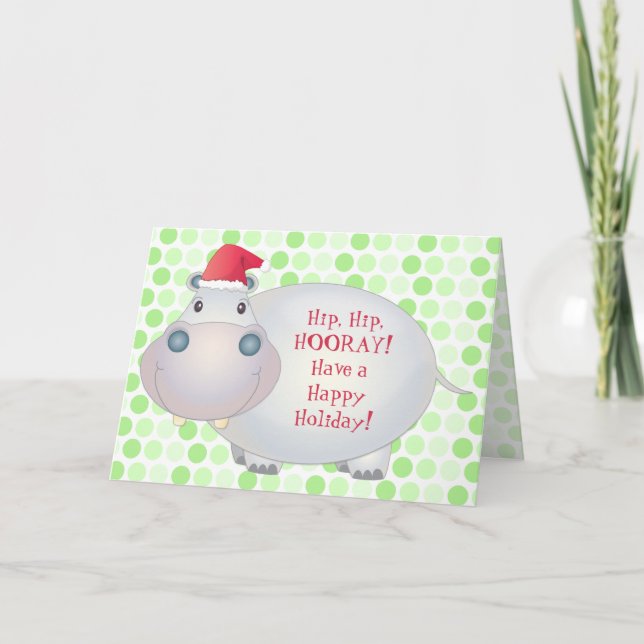 Hippo Christmas Greeting Card (Front)