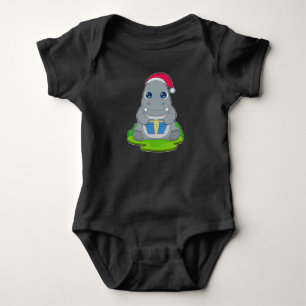 Hippo Christmas Package Baby Bodysuit