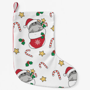 Hippo Christmas Snow Winter Animals Hippos Small Christmas Stocking
