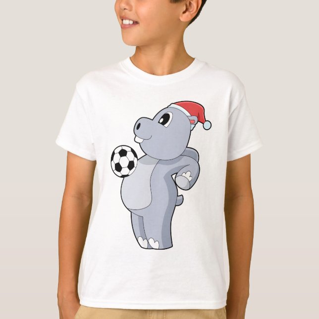 Hippo Christmas Soccer T-Shirt (Front)