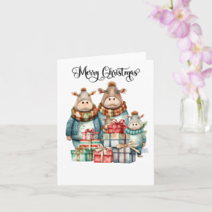 Hippo Christmas Themed for Animal Lovers Card