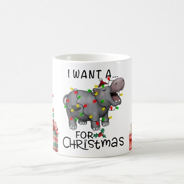 Hippo Christmas Themed for Animal Lovers Coffee Mug (Center)