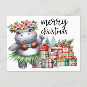 Hippo Christmas Themed for Animal Lovers Holiday Postcard