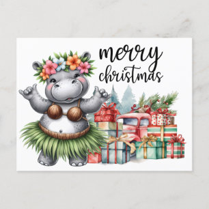 Hippo Christmas Themed for Animal Lovers Postcard