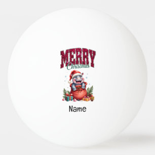 Hippo Christmas themed for Ping Pong Player Ball