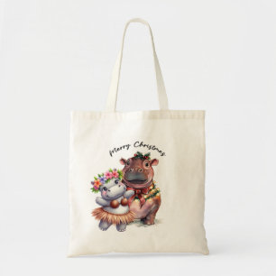 Hippo Christmas themed  Tote Bag