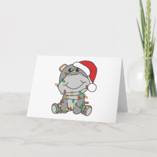 Hippo Christmas Winter Animals Hippos Holiday Card