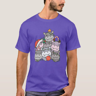 Hippo Christmasree Funny Animal Christmas girl T-Shirt